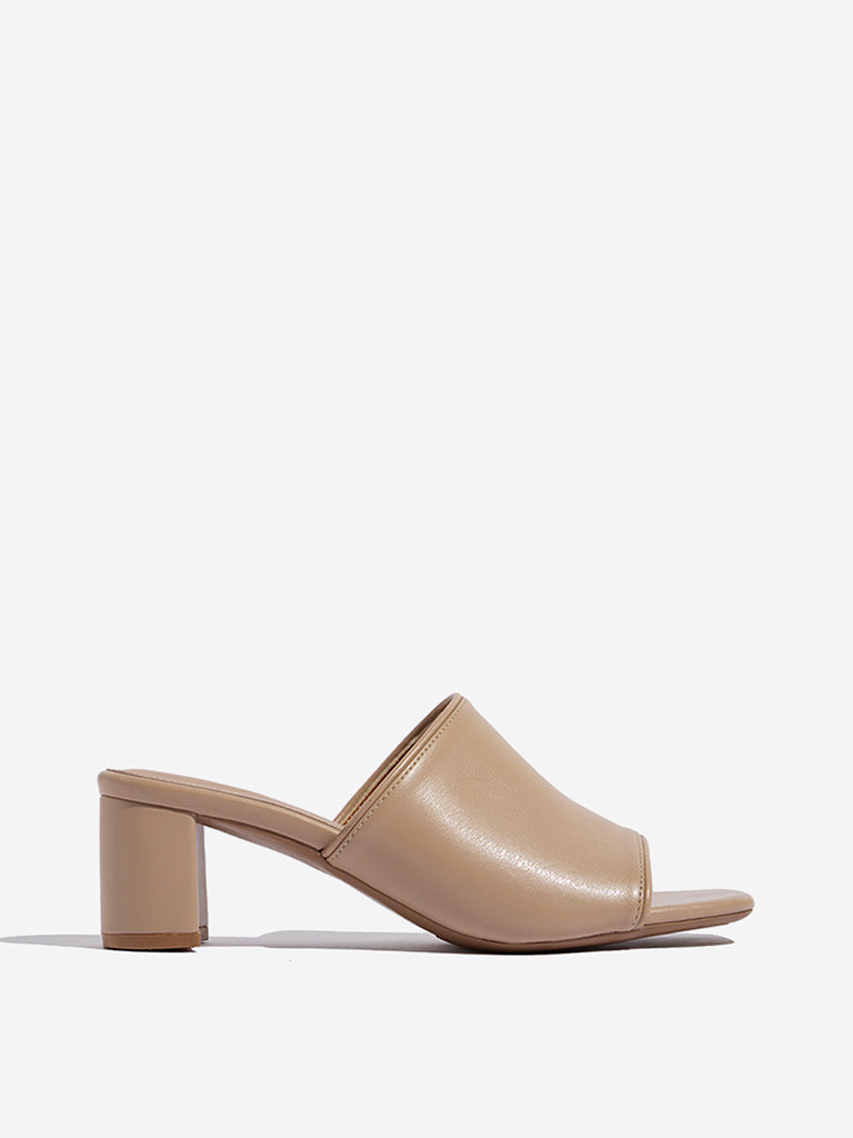LUNA BLU Beige Block-Heel Sandals