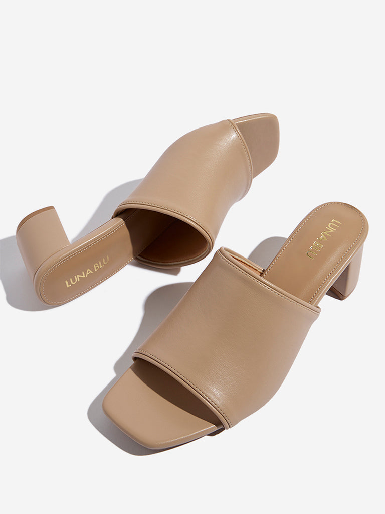 LUNA BLU Beige Block-Heel Sandals - Image 3