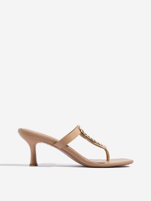 LUNA BLU Beige Hardware-Detailed Heel Sandals