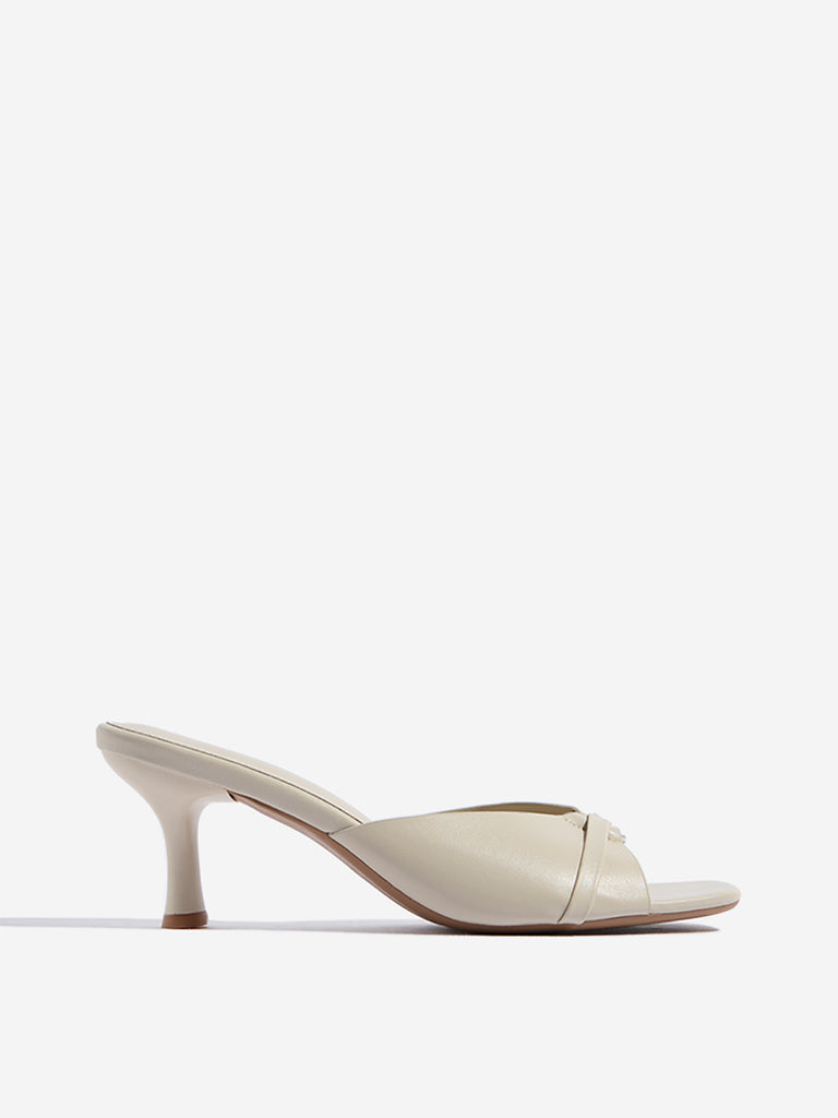 LUNA BLU Ivory Hardware-Detailed Kitten-Heel Sandals