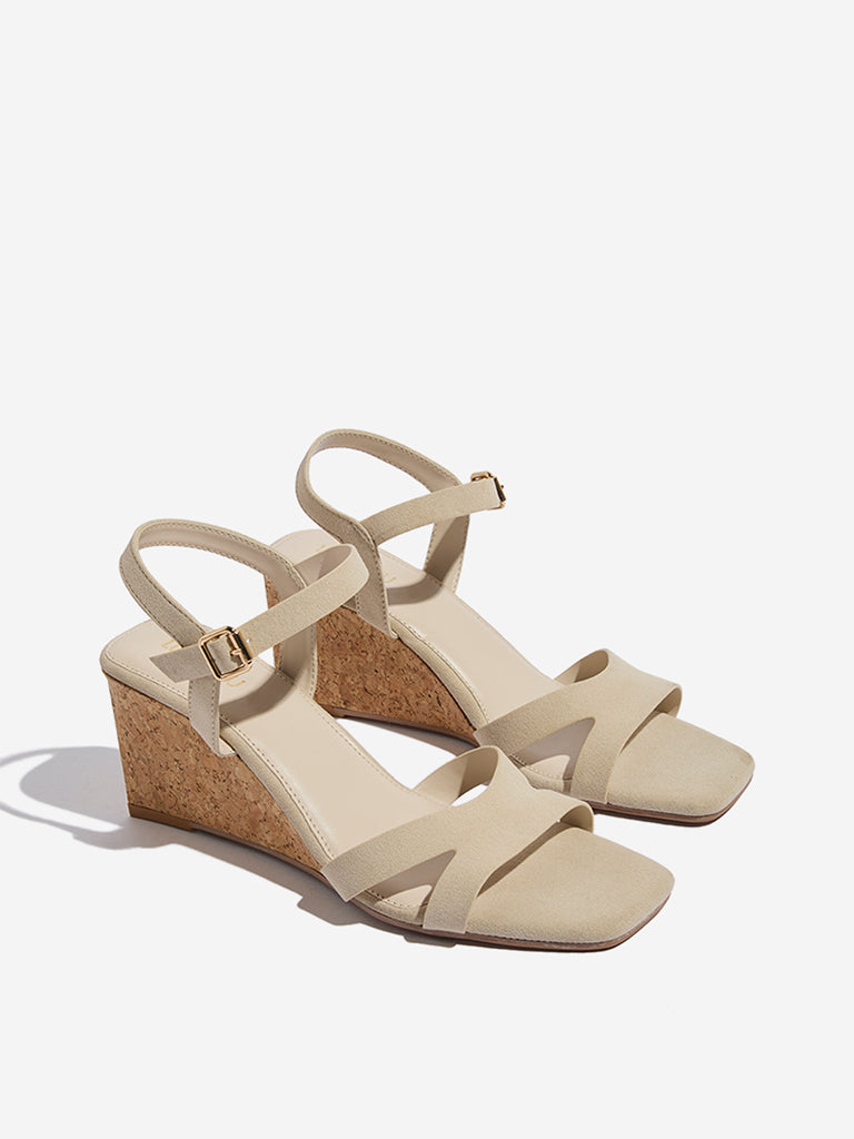 LUNA BLU Beige Slingback Wedge-Heel Sandals - Image 2