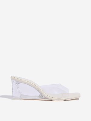 LUNA BLU White Vinyl Wedge Heel Sandals