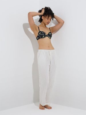 Wunderlove Black Floral Printed Underwired Bra - Pack of 2