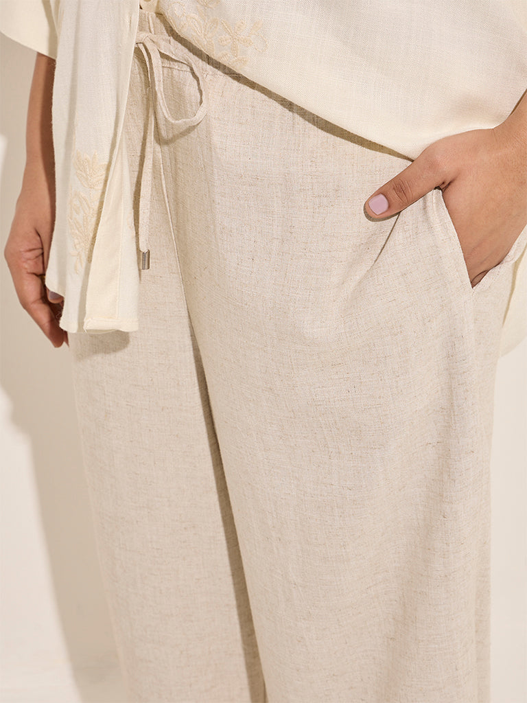 Gia Light Beige Mid-Rise Pants - Image 2