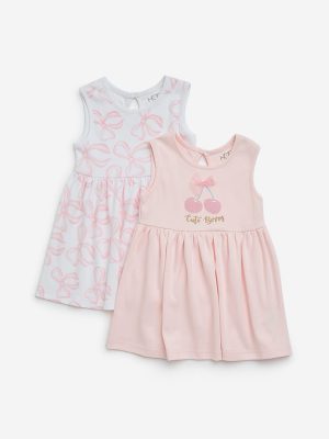 HOP Baby Multicolour Printed Cotton Dresses - Pack of 2