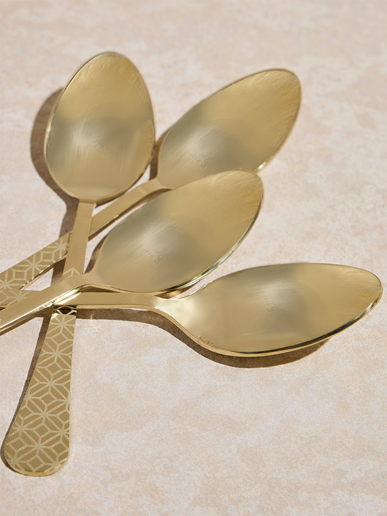 Westside Home Gold Etched Table Spoon (Set of 4) - Image 3