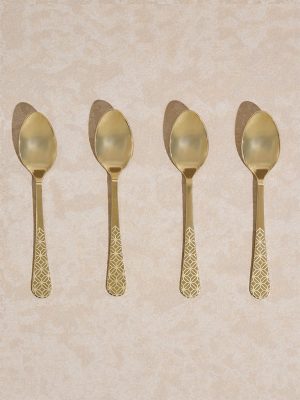 Westside Home Gold Etched Tea Spoon (Set of 4)