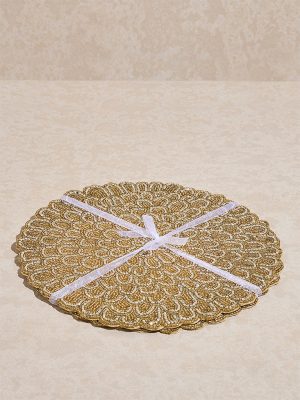 Westside Home Gold Beaded Embellished Placemat (Set of 2)