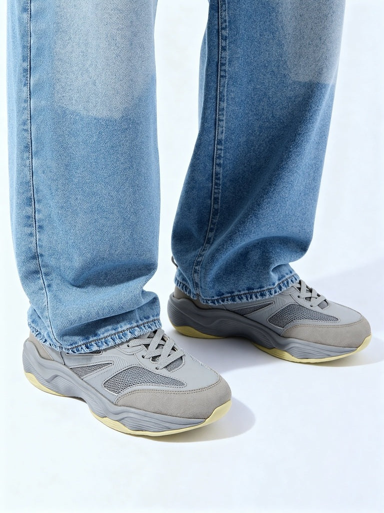 SOLEPLAY Grey Mesh Detailed Lace-Up Sneakers - Image 2