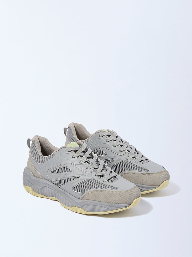 SOLEPLAY Grey Mesh Detailed Lace-Up Sneakers - Image 3