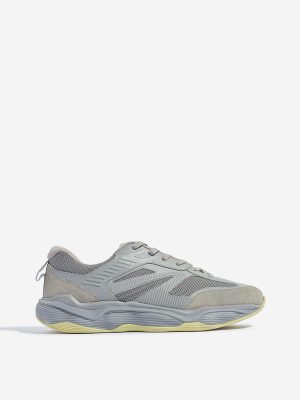 SOLEPLAY Grey Mesh Detailed Lace-Up Sneakers