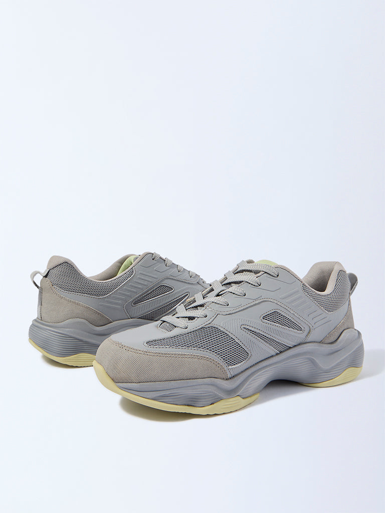 SOLEPLAY Grey Mesh Detailed Lace-Up Sneakers - Image 4