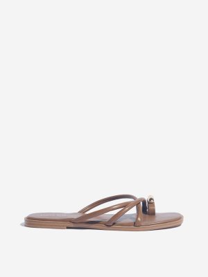 LUNA BLU Tan Cord Toe-Ring Sandals
