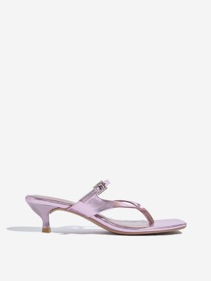 LUNA BLU Pink Thong-Strap Metallic Heel Sandals