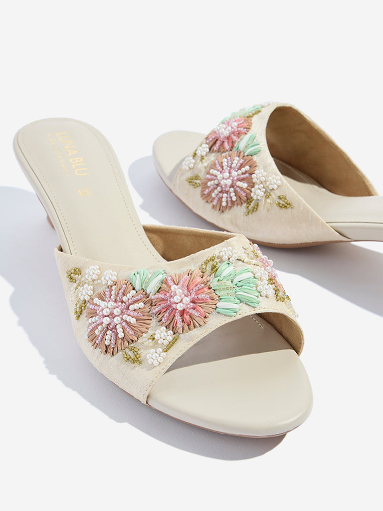 LUNA BLU Multicolour Floral Embellished Heel Sandals - Image 3