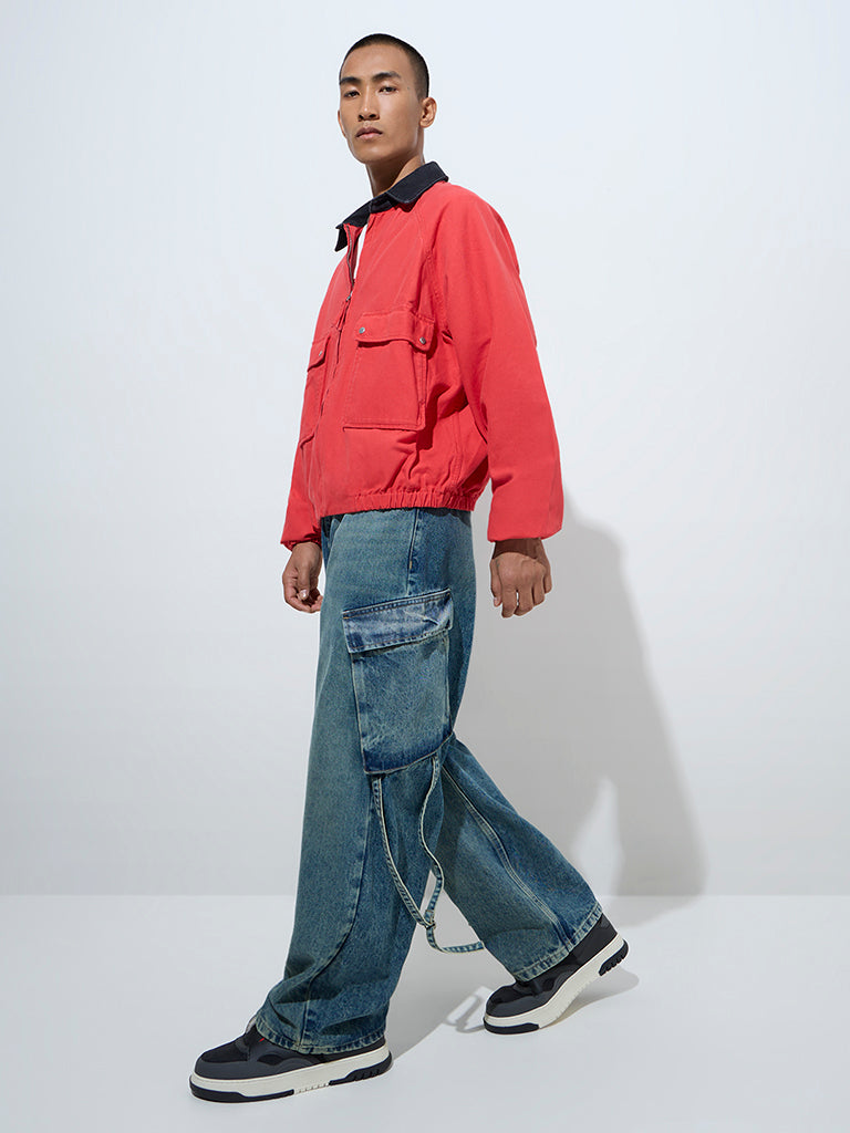 Nuon Red Relaxed-Fit Cotton Jacket - Image 3