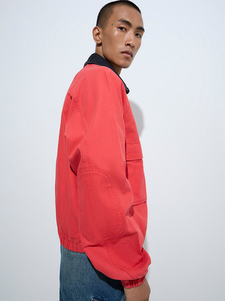 Nuon Red Relaxed-Fit Cotton Jacket - Image 4