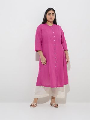 Diza Pink A-Line Cotton Kurta