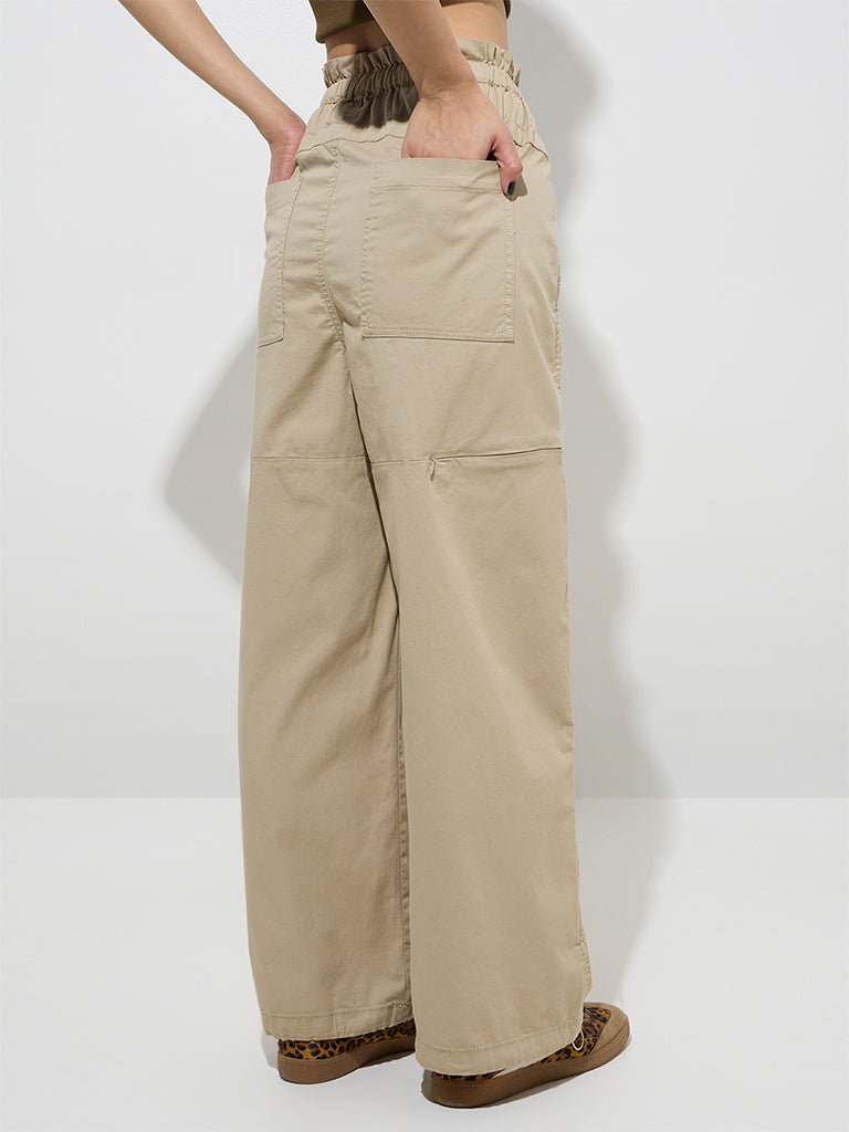 Nuon Beige High-Rise Cotton-Blend Joggers - Image 4