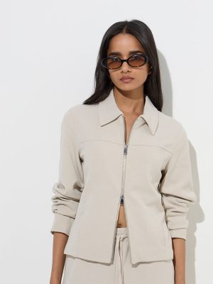 LOV Beige Solid Jacket