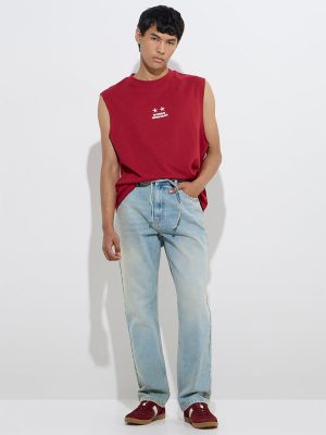 Nuon Light Blue Relaxed-Fit Mid-Rise Jeans