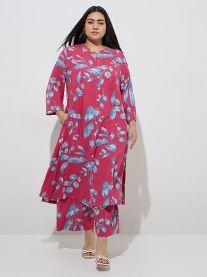 Diza Magenta Botanical Design Ethnic Pants