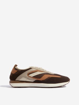 SOLEPLAY Brown Mesh-Detailed Lace-Up Sneakers