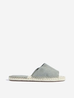 LUNA BLU Grey Suede Espadrille Slides