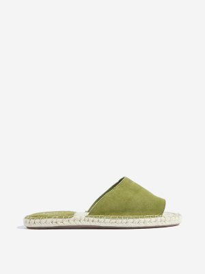 LUNA BLU Olive Suede Espadrille Slides