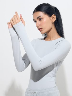 Studiofit Grey Ribbed-Textured Bodysuit