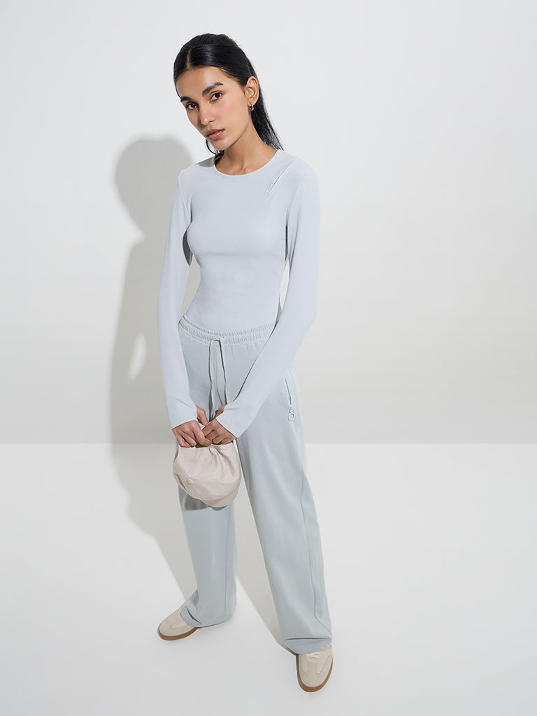 Studiofit Grey Ribbed-Textured Bodysuit - Image 3