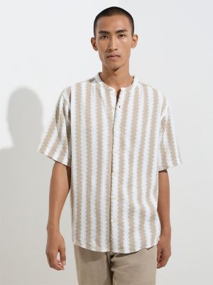 ETA Off-White Textured Relaxed-Fit Cotton Shirt