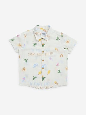 HOP Kids Off-White Printed Cotton Shirt