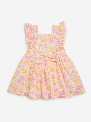 HOP Kids Multicolour Floral Pattern A-Line Cotton Dress