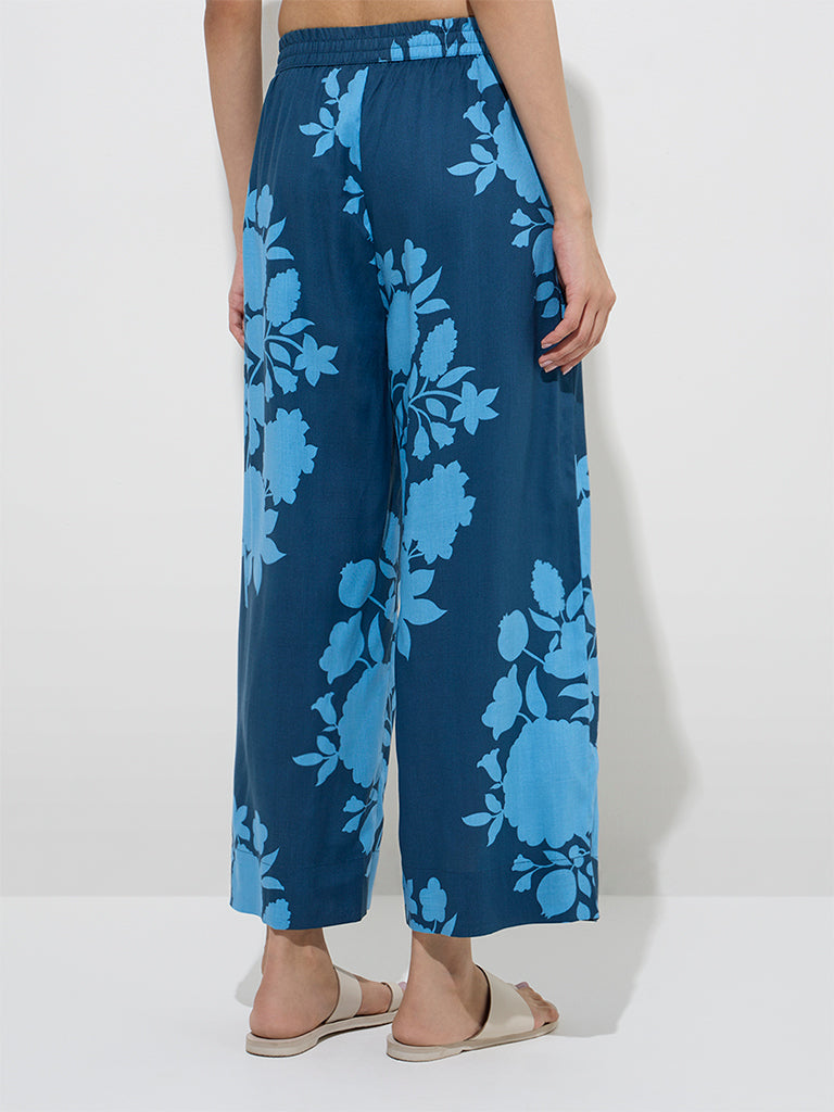 Utsa Indigo Floral Design Ethnic Pants - Image 2