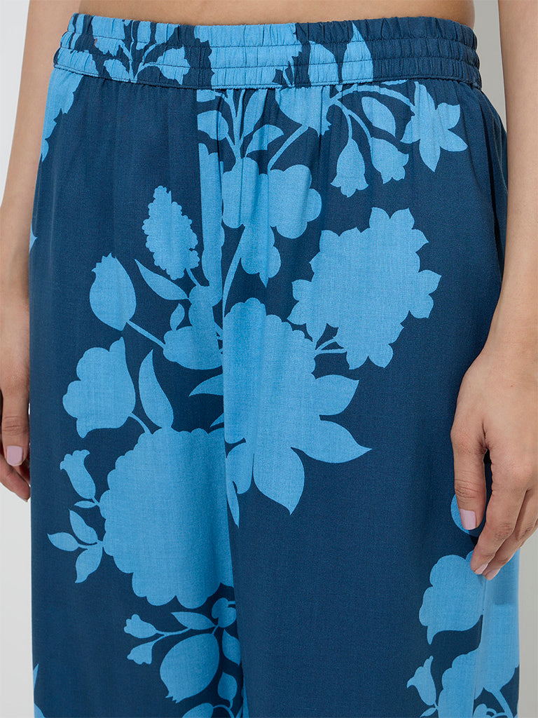 Utsa Indigo Floral Design Ethnic Pants - Image 4