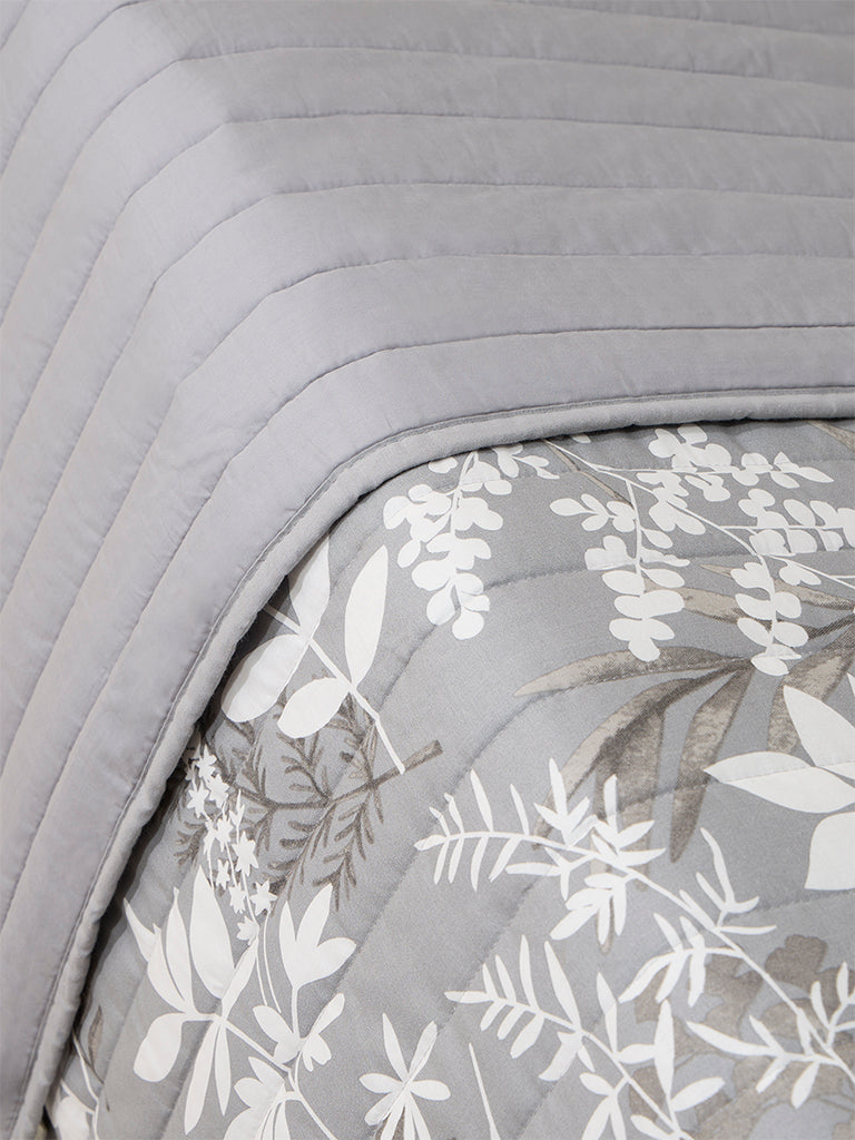Westside Home Grey Botanical Design Reversible Single Bed Comforter - Image 3
