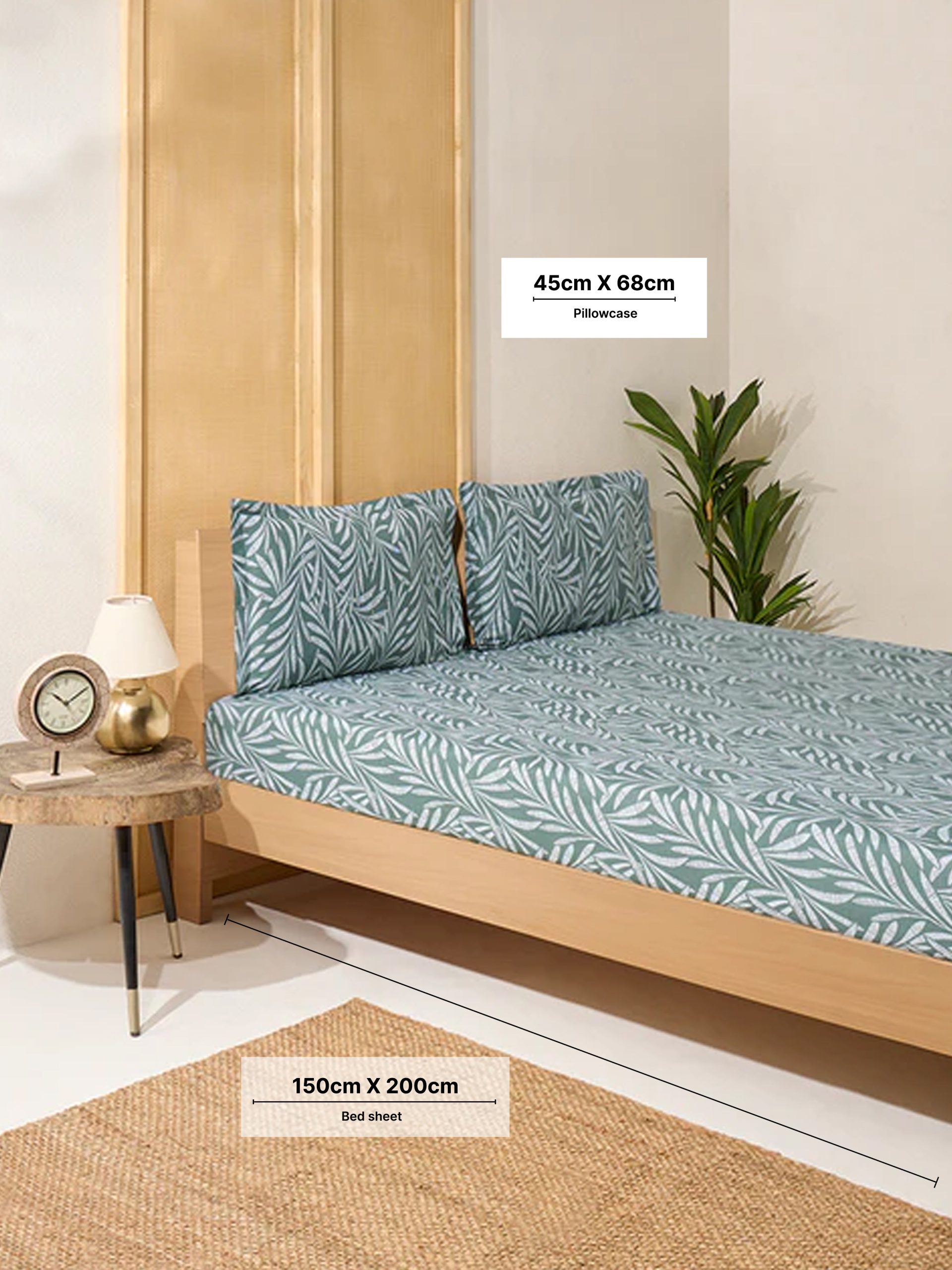 Westside Home Olive Foliage Queen Bed Fitted Sheet and Pillowcase Set - Image 4