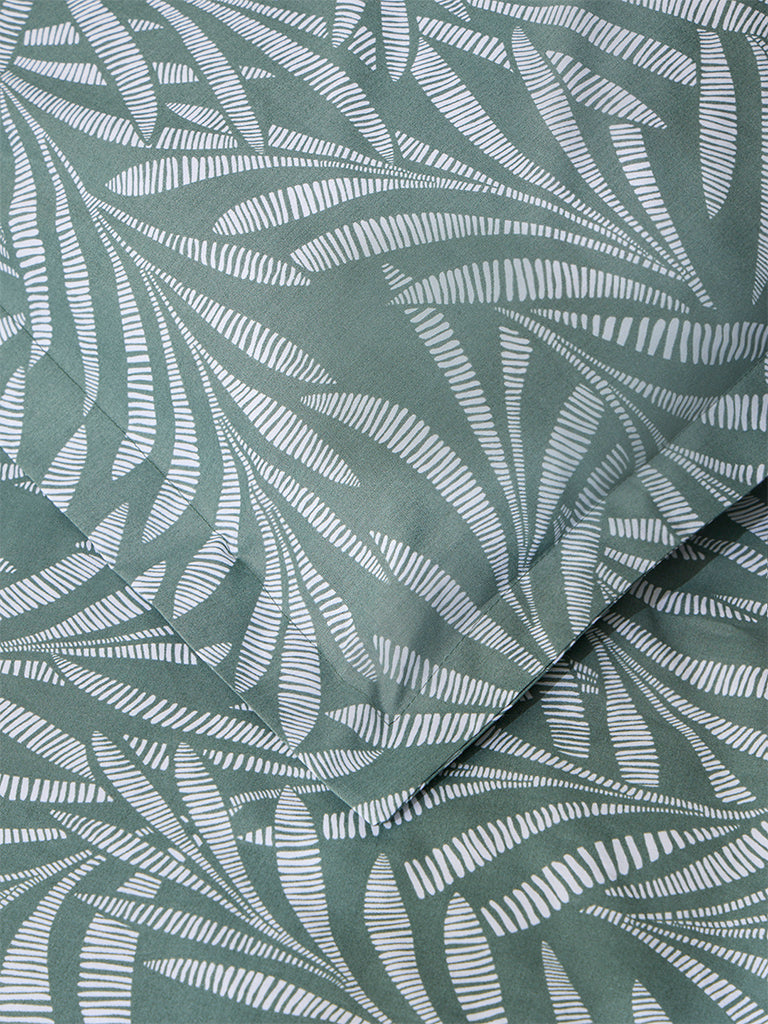 Westside Home Olive Foliage Queen Bed Fitted Sheet and Pillowcase Set - Image 3