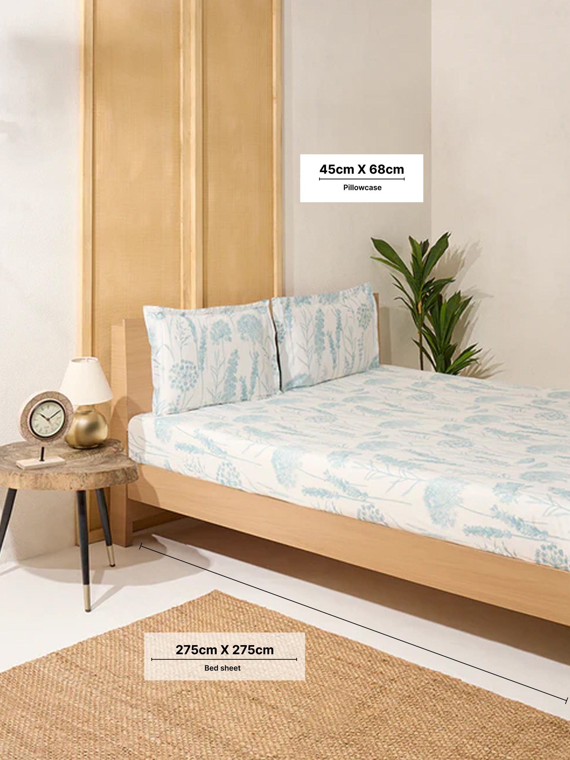 Westside Home Aqua Floral King Bed Flat Sheet and Pillowcase Set - Image 4