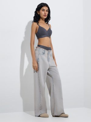 Superstar Charcoal Ribbed Padded Bra