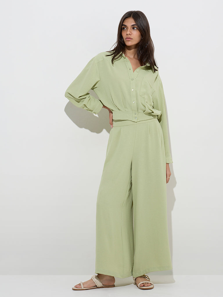 LOV Sage Solid High-Rise Pants
