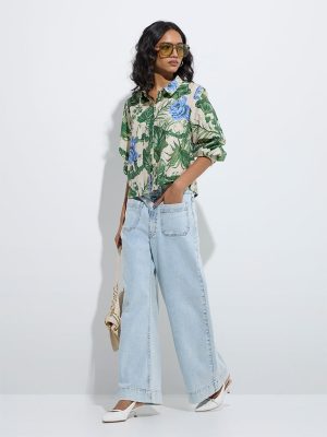 LOV Blue Wide-Leg High-Rise Jeans