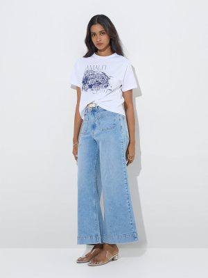 LOV Light Blue Wide-Leg High-Rise Jeans