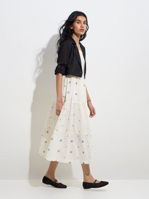 Bombay Paisley Off-White Cotton Tiered Dress with Jacket