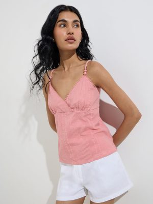 Bombay Paisley Dusty Pink Seersucker Textured Cotton Top