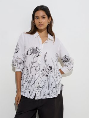 Zuba White Floral Design Tunic