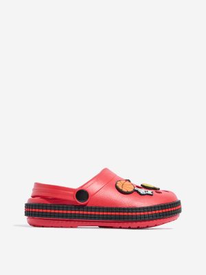 Yellow Red Applique-Detailed Clogs