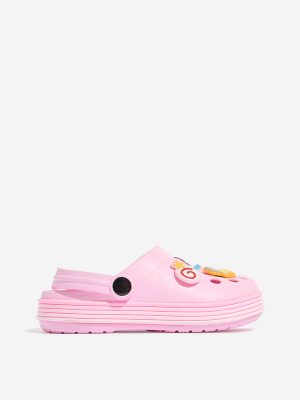 Yellow Pink Applique-Detailed Clogs