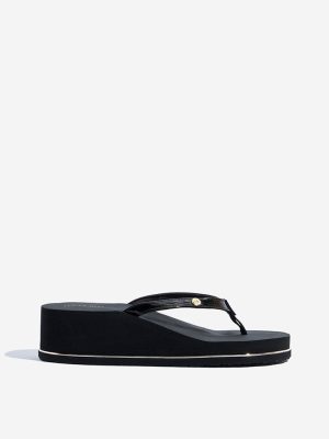 LUNA BLU Black Wedge Flip-Flops